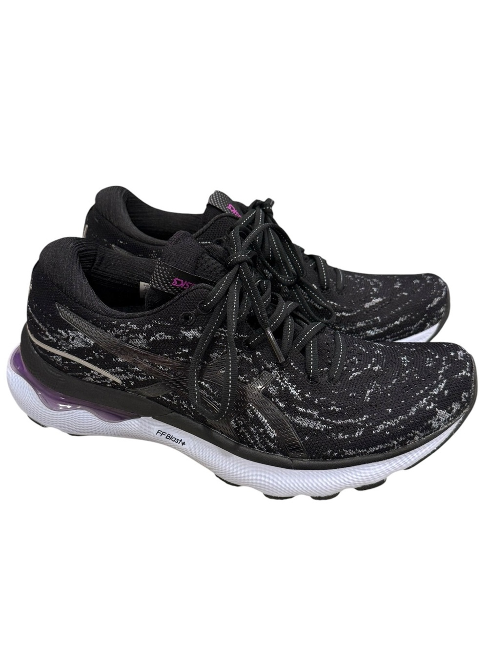 ASICS Gel Nimbus 24 Sneakers Size 8.5 Black Purple Comfort